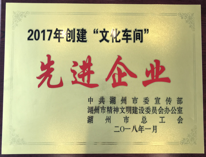 2017年創(chuàng)建“文化車間”先進(jìn)企業(yè)